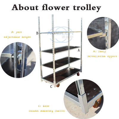 Carrinho de carrinho de flores dinamarquês de madeira compensada Cc Container Fácil de instalar