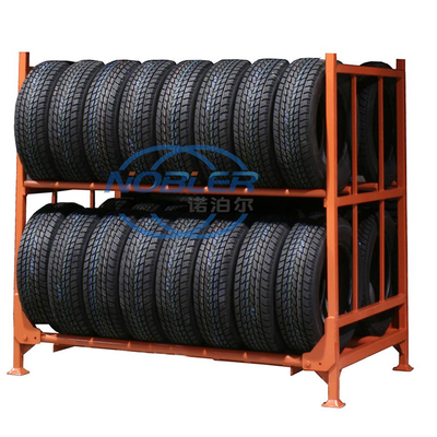 Rack de armazenamento de pneus de caminhão empilhável Rack de pneus ajustável dobrável de metal