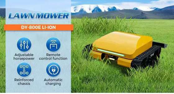 Cortador de grama robótico inteligente com controle remoto, com bateria de fosfato de ferro-lítio (LiFePO₄), tração nas quatro rodas, econômico e ecologicamente correto, e 3 horas de operação contínua.